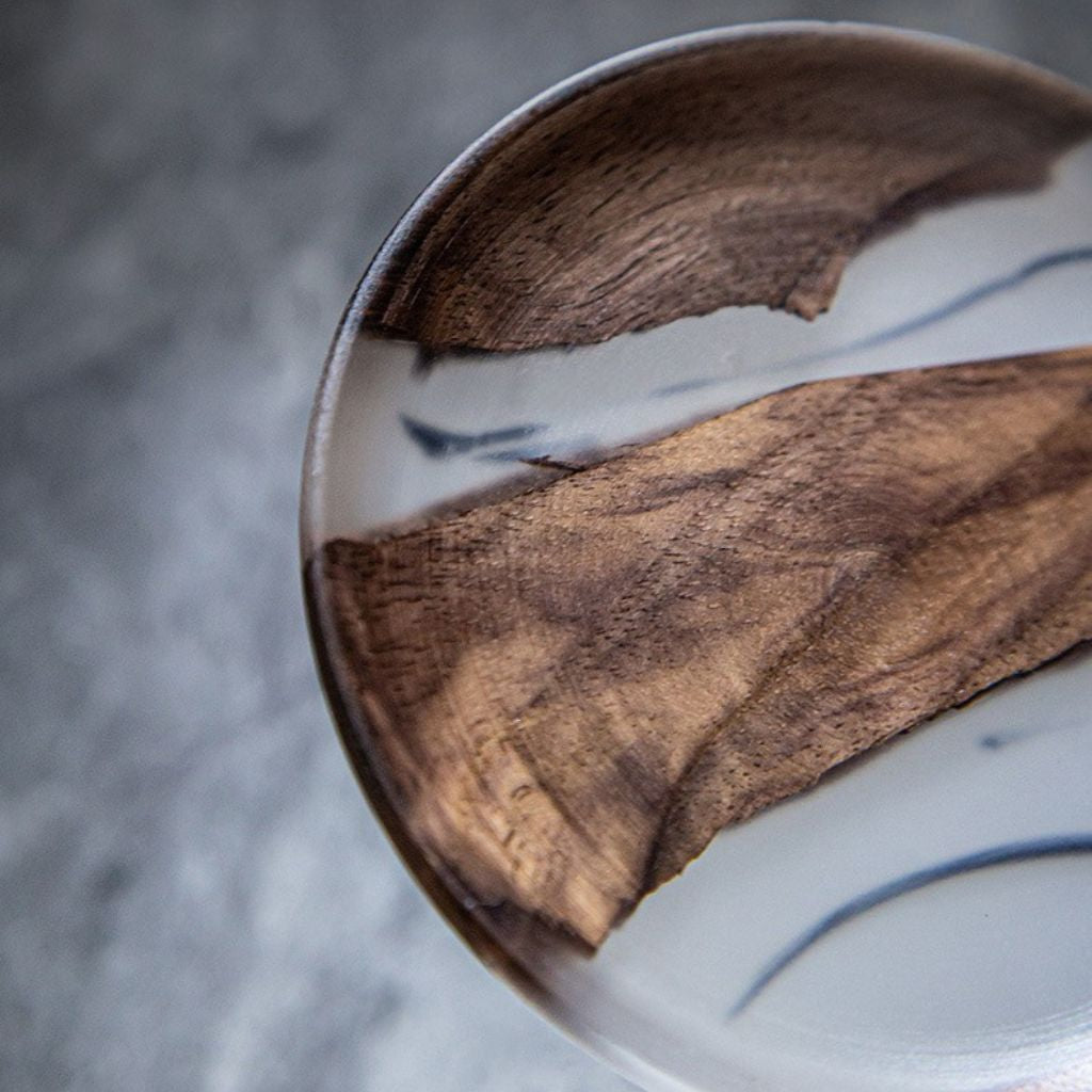Moyun Ink-Wash Walnut Coaster Set