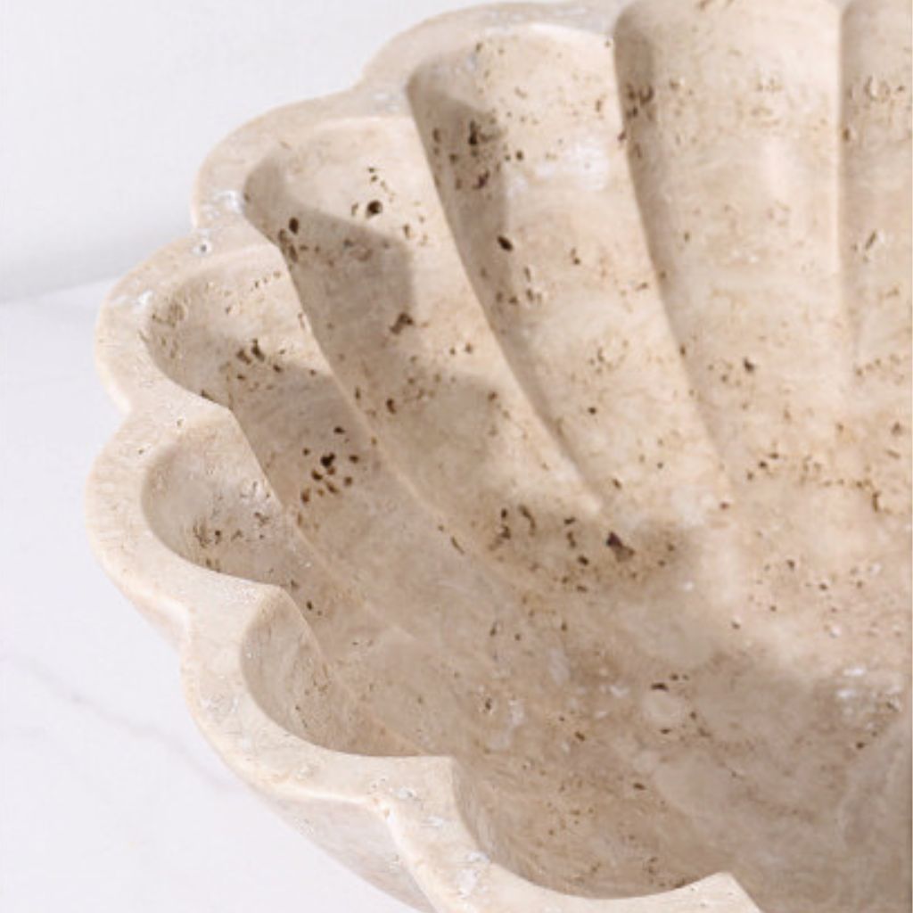 Thallo Scalloped Petals Travertine Bowl