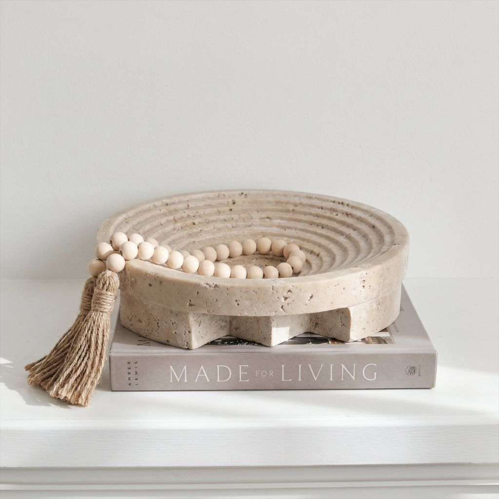 Undine Concentric Circular Travertine Tray