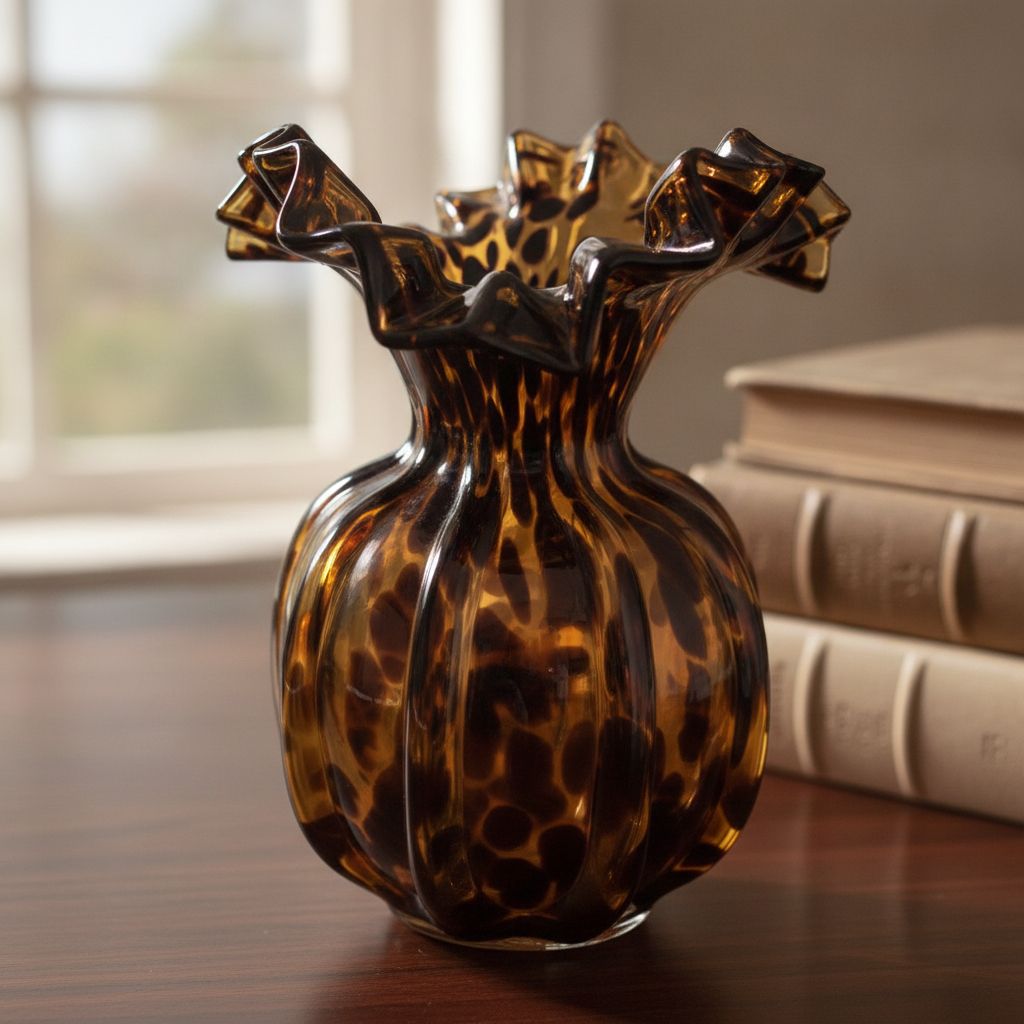 Ondine Tortoiseshell Ruffled Glass Vase
