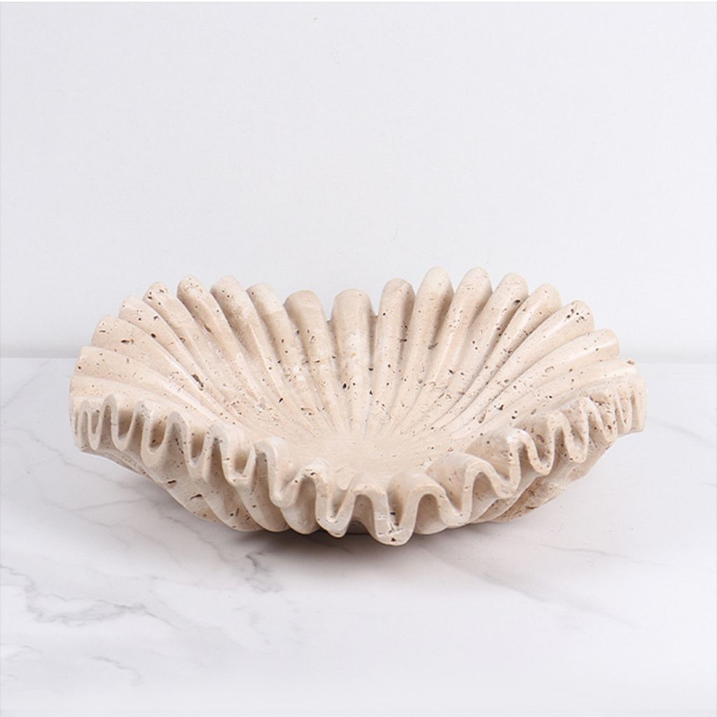 Rieti Ruffled Petals Travertine Bowl