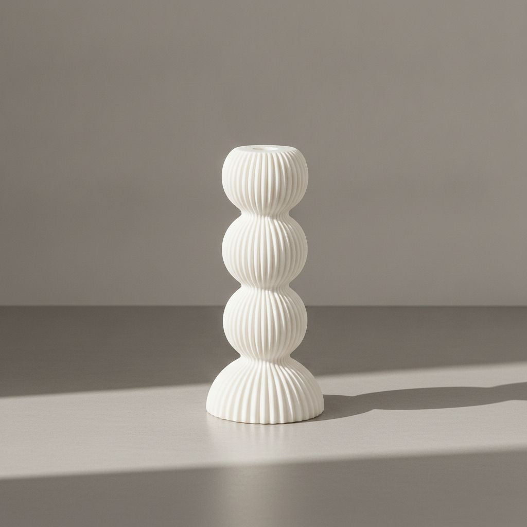 Imerovigli Ribbed Ceramic Candle Holder