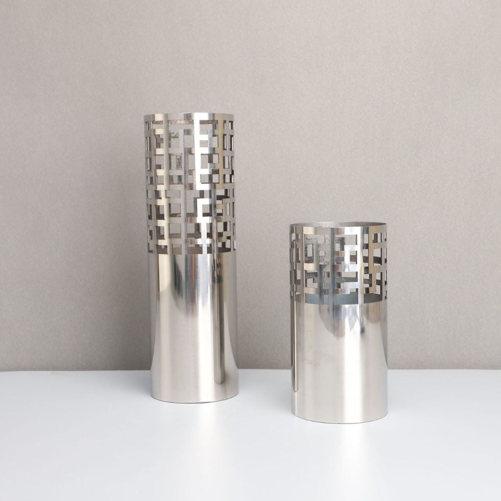 Fret Cylindrical Lattice Stainless Vase