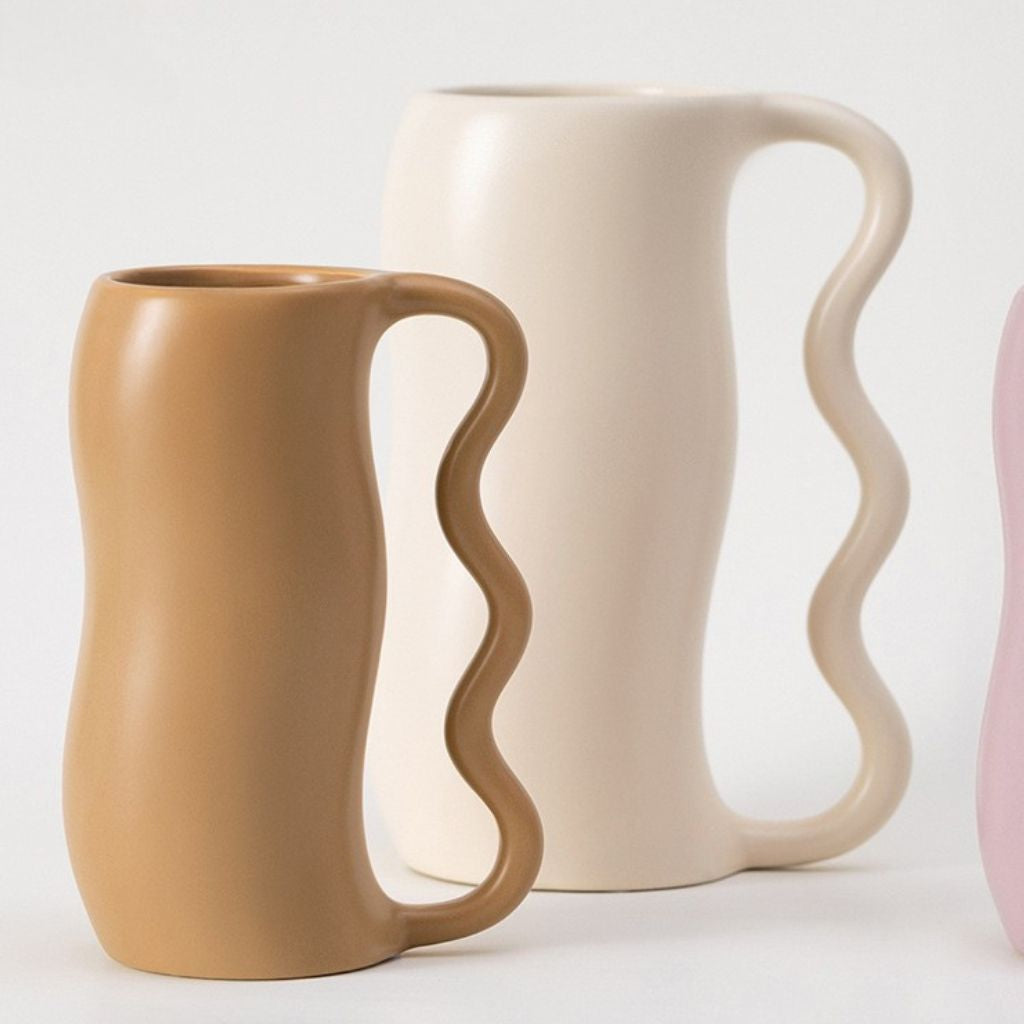 Serpa Wavy-Handle Sculptural Glazed Vase