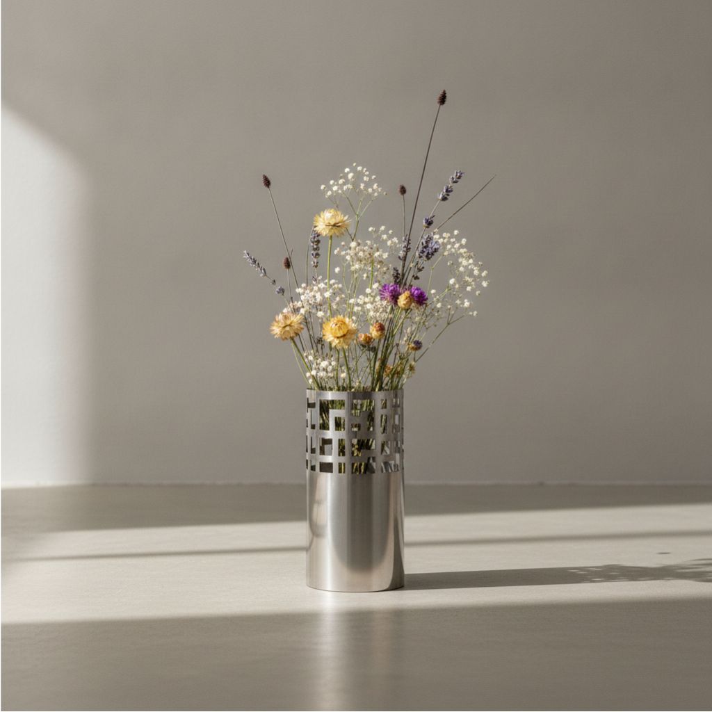 Fret Cylindrical Lattice Stainless Vase
