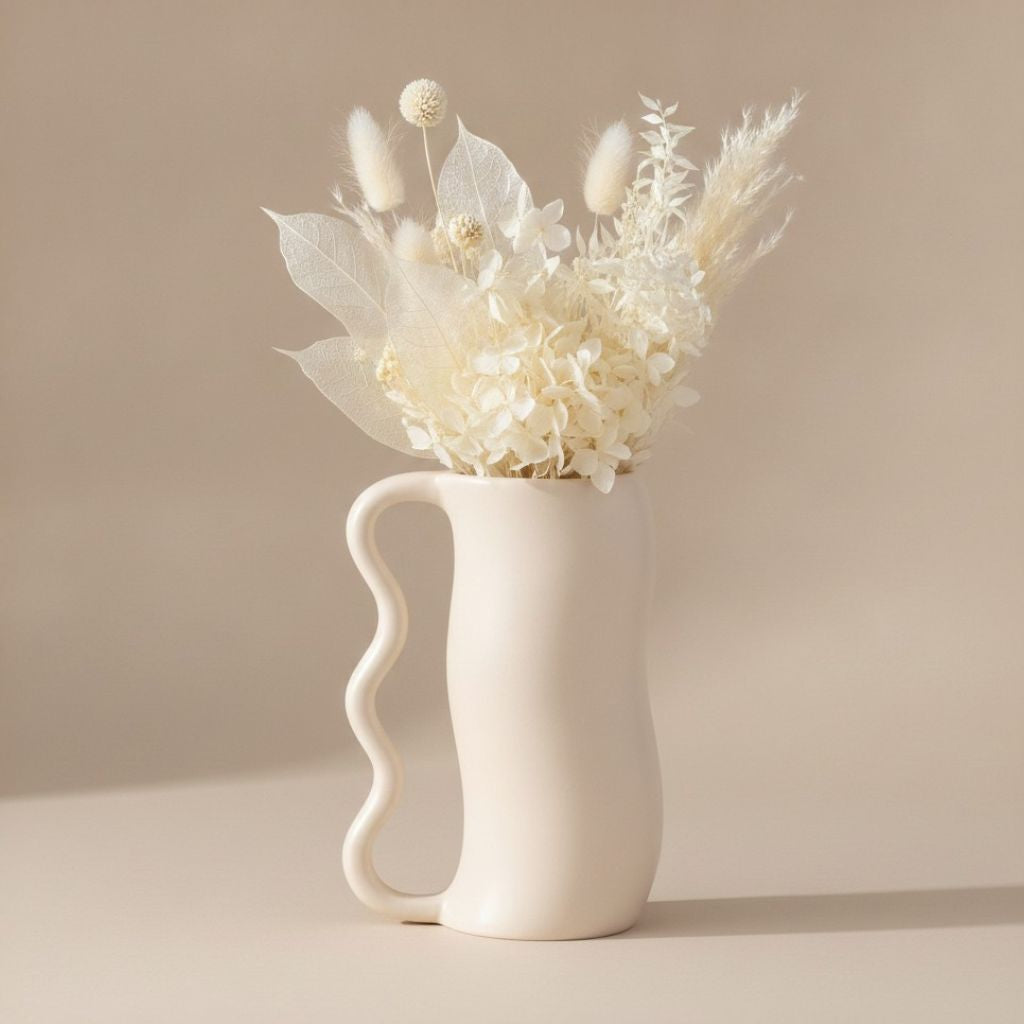 Serpa Wavy-Handle Sculptural Glazed Vase