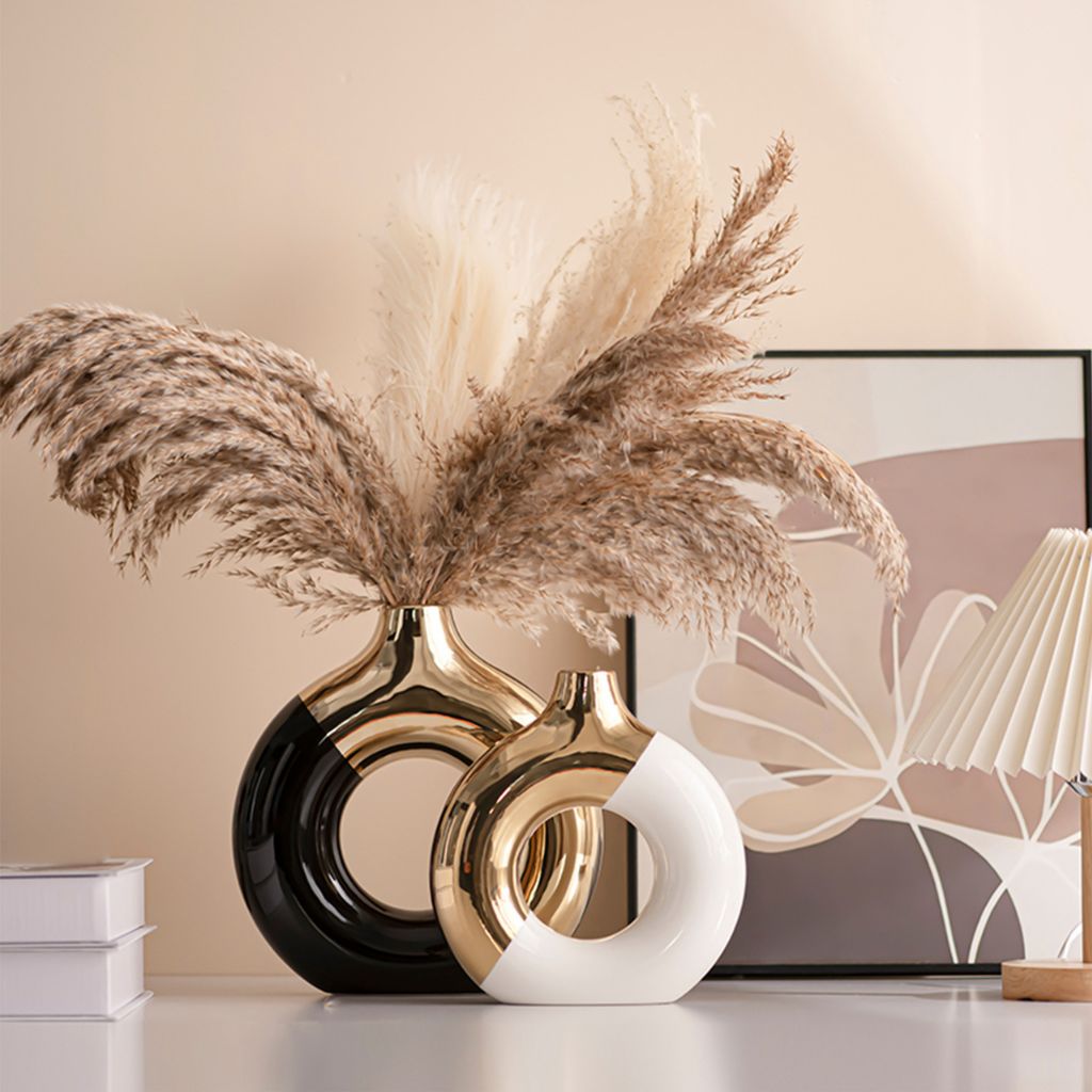 Klima Two-Tone Round Hollow Ceramic Vase