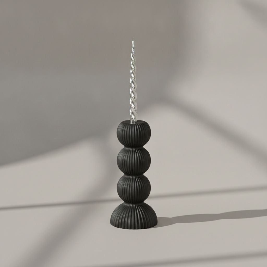 Imerovigli Ribbed Ceramic Candle Holder