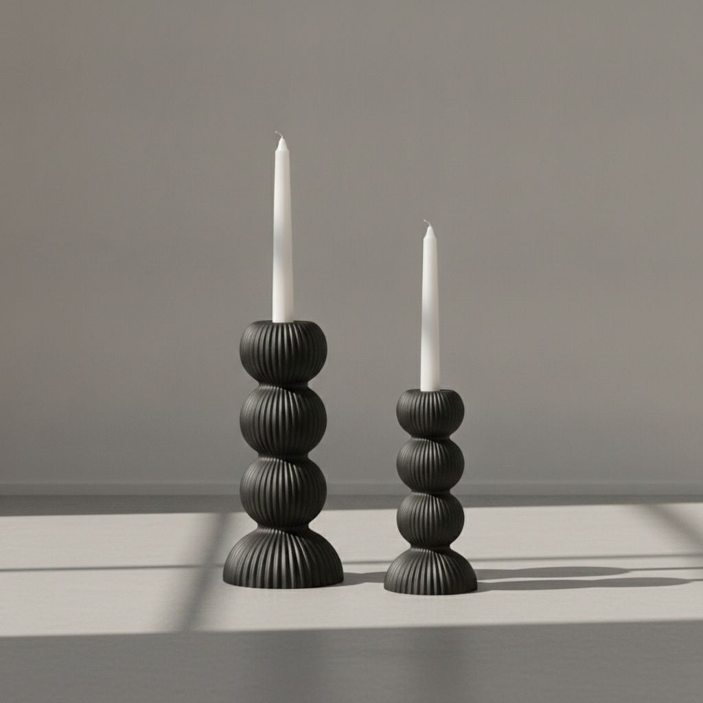 Imerovigli Ribbed Ceramic Candle Holder