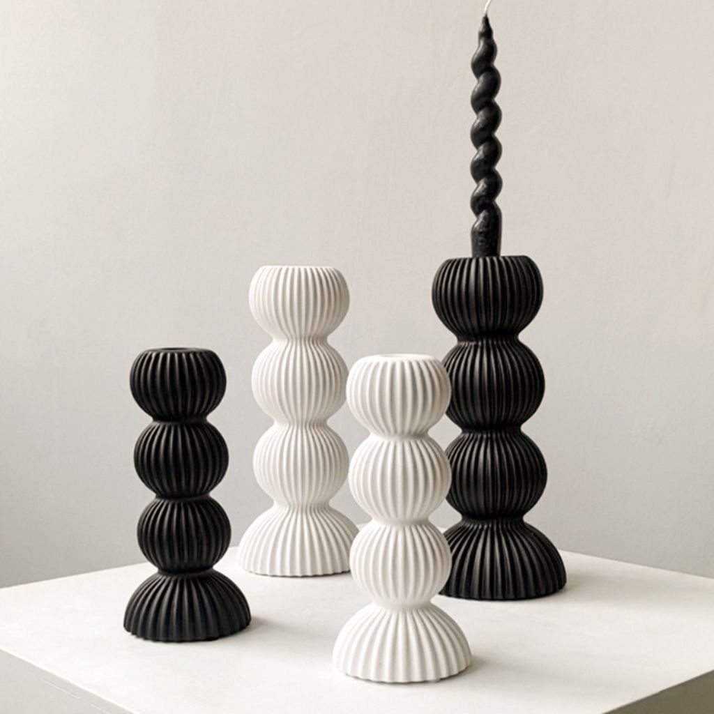 Imerovigli Ribbed Ceramic Candle Holder