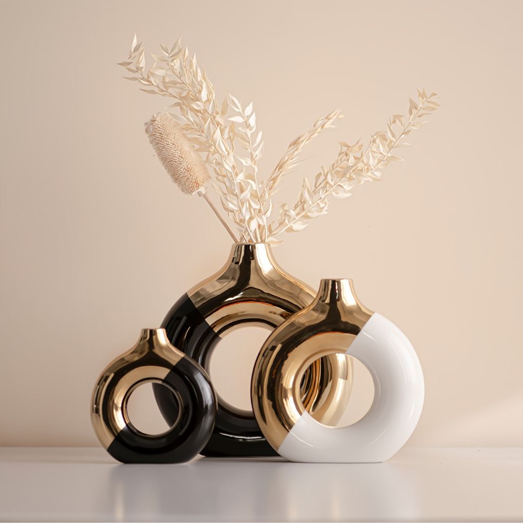 Klima Two-Tone Round Hollow Ceramic Vase