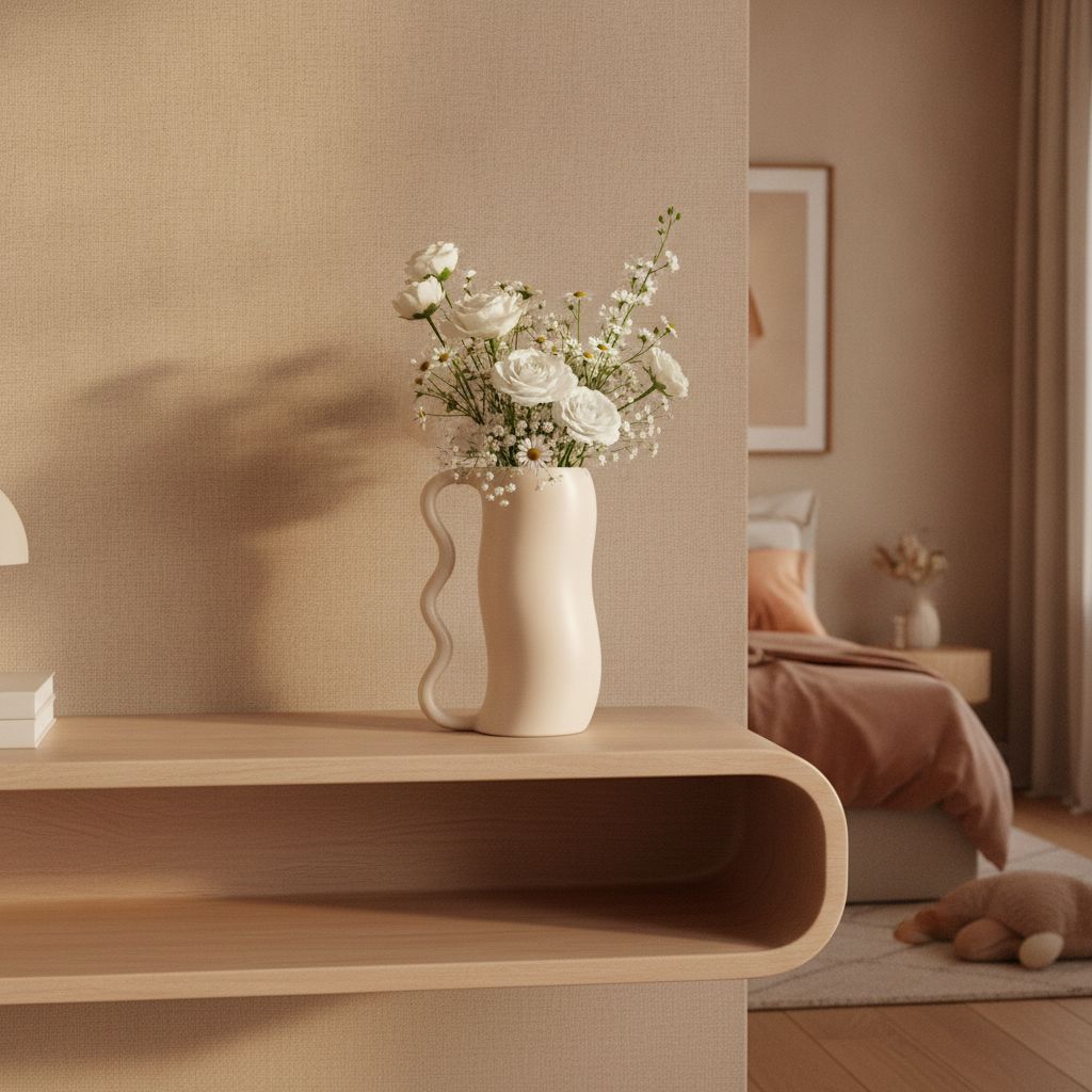 Serpa Wavy-Handle Sculptural Glazed Vase
