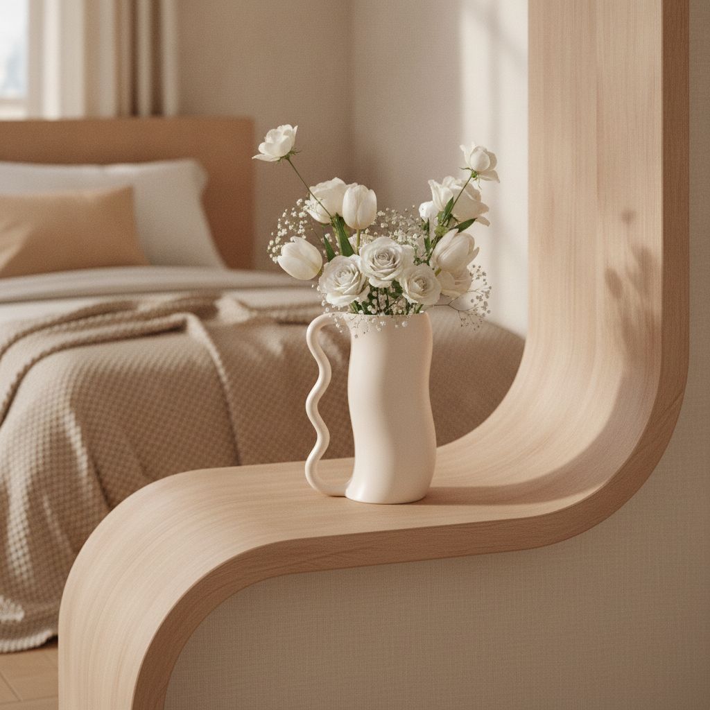 Serpa Wavy-Handle Sculptural Glazed Vase