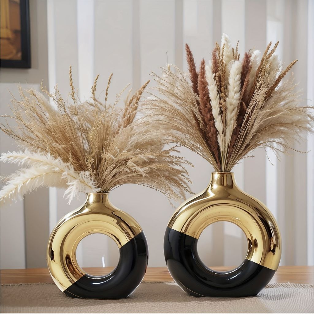 Klima Two-Tone Round Hollow Ceramic Vase