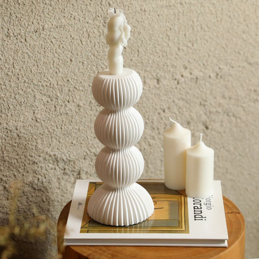Imerovigli Ribbed Ceramic Candle Holder