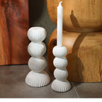 Imerovigli Ribbed Ceramic Candle Holder