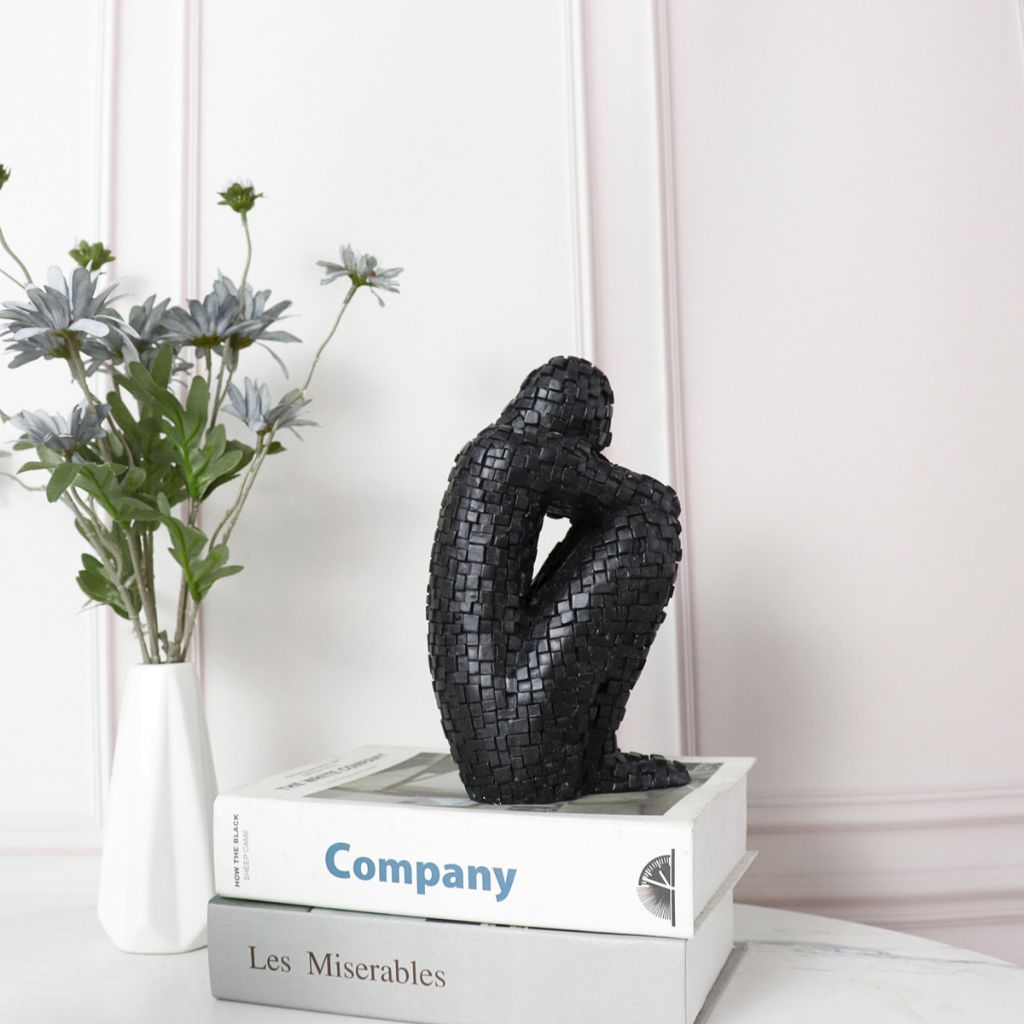 Penseur Mosaic Crouching Figure Sculpture