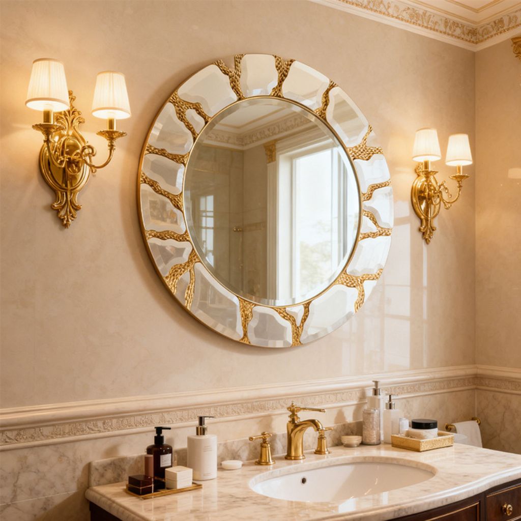 Auria Handcrafted Round Wall Mirror