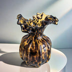 Ondine Tortoiseshell Ruffled Glass Vase