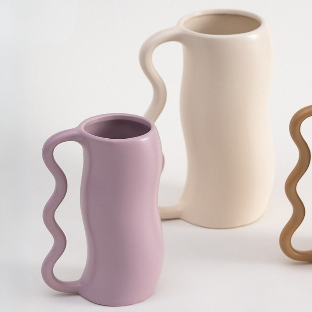 Serpa Wavy-Handle Sculptural Glazed Vase