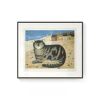 Cuadro en lienzo enmarcado Gato en la playa de Cornualles
