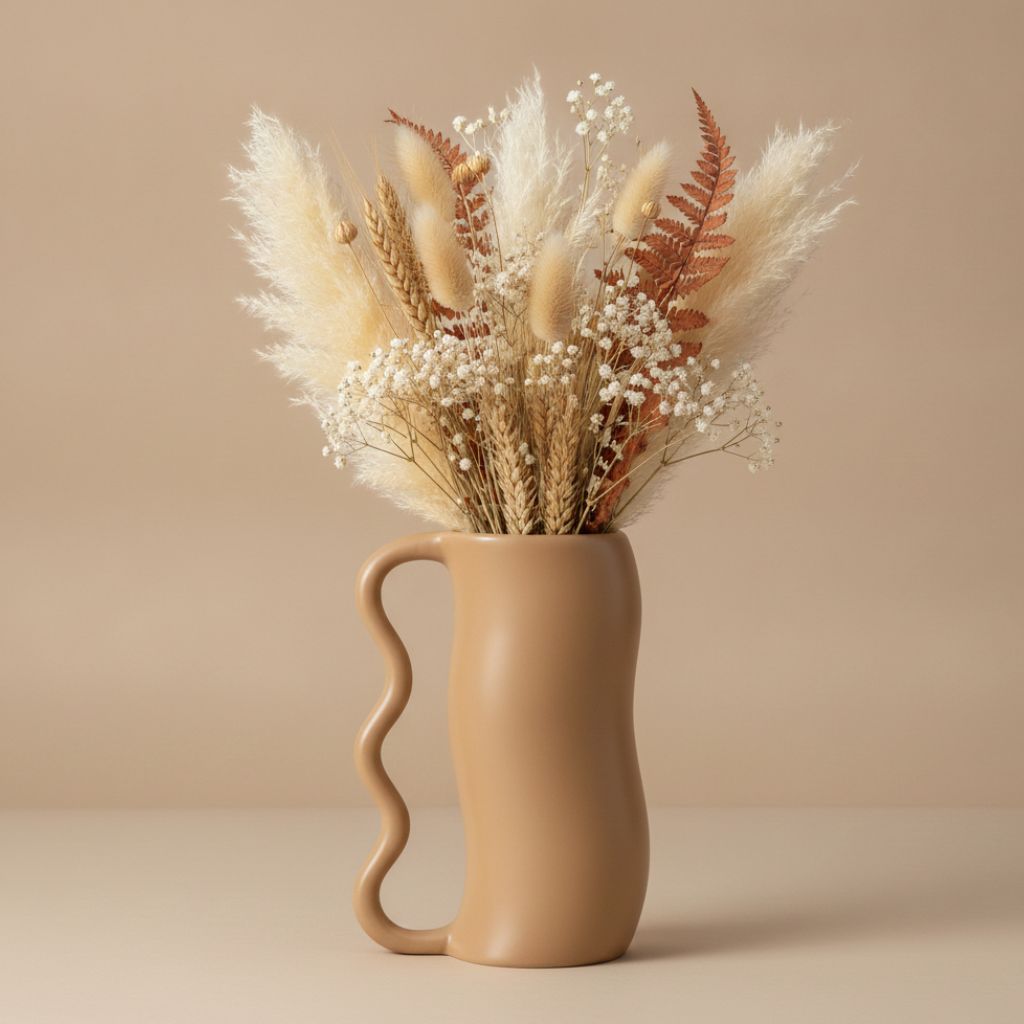 Serpa Wavy-Handle Sculptural Glazed Vase