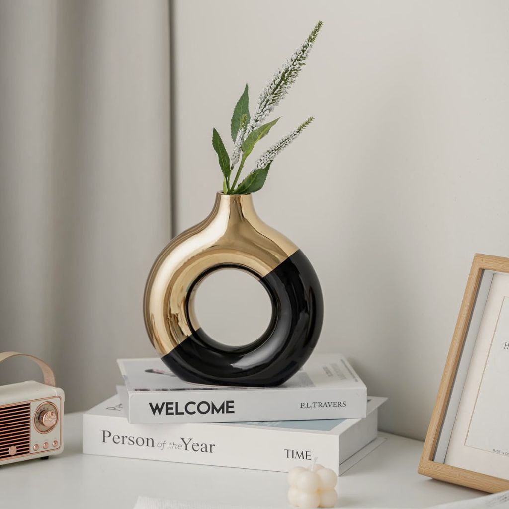Klima Two-Tone Round Hollow Ceramic Vase