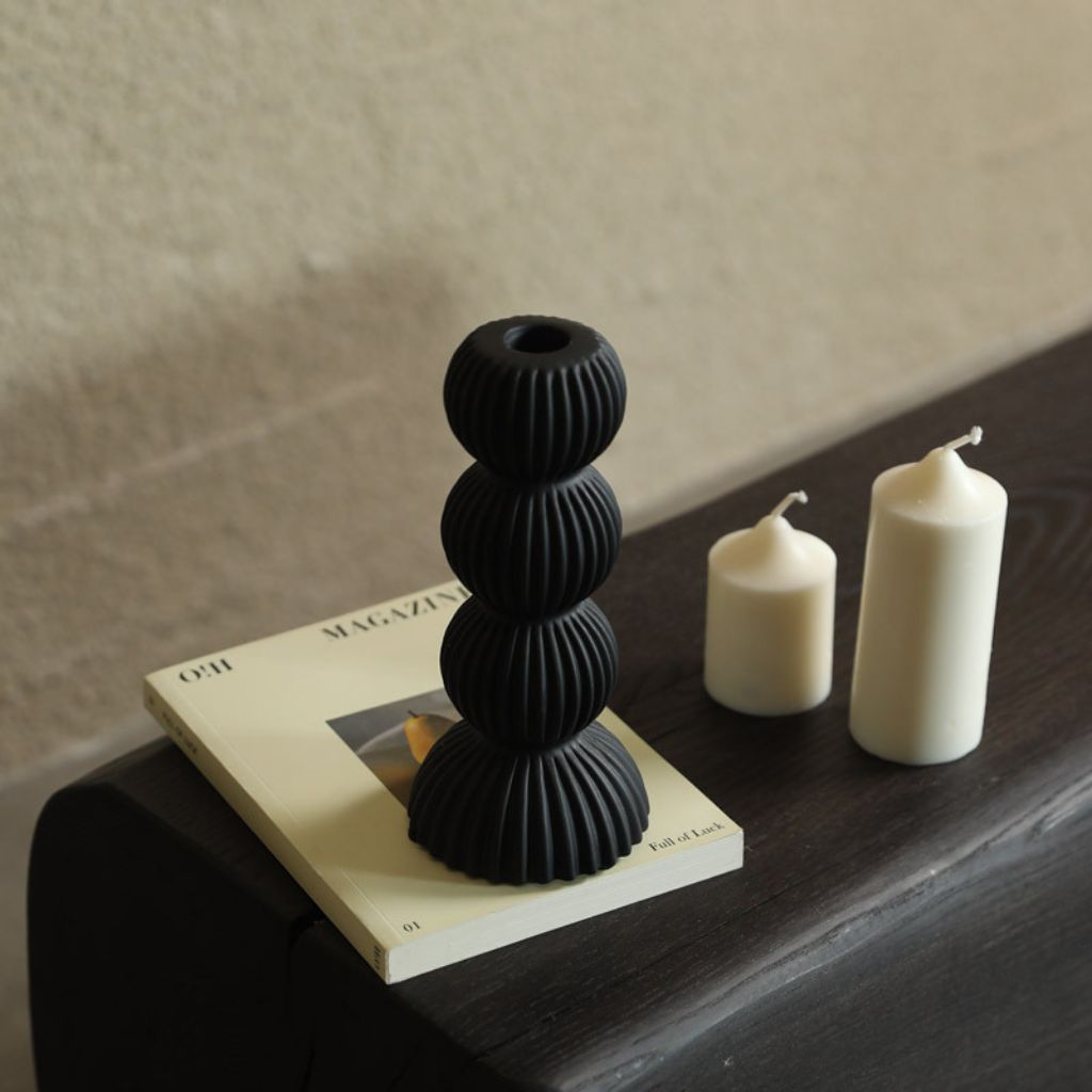 Imerovigli Ribbed Ceramic Candle Holder