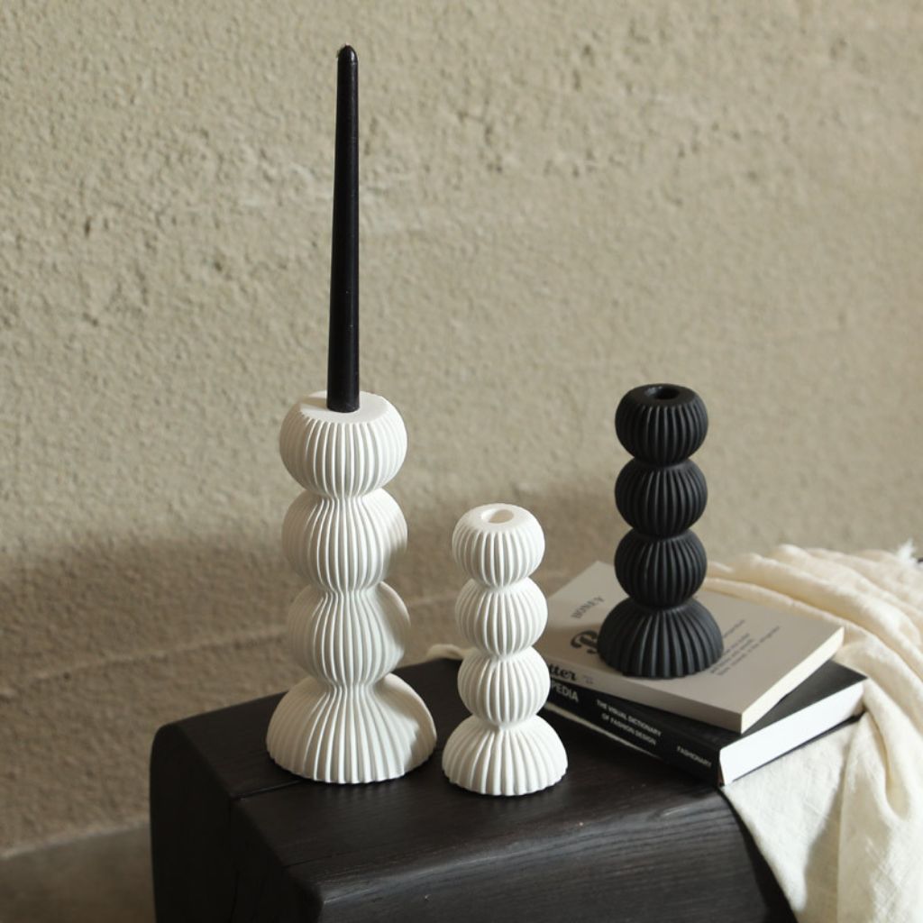 Imerovigli Ribbed Ceramic Candle Holder