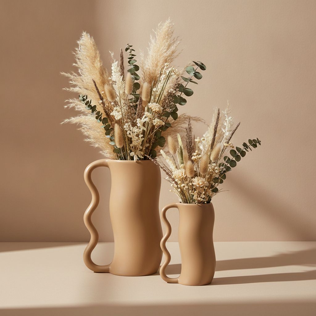 Serpa Wavy-Handle Sculptural Glazed Vase