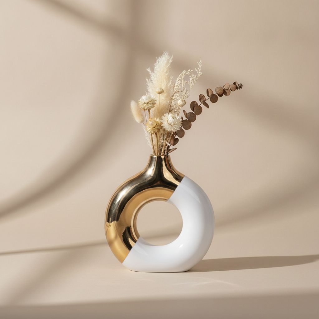 Klima Two-Tone Round Hollow Ceramic Vase