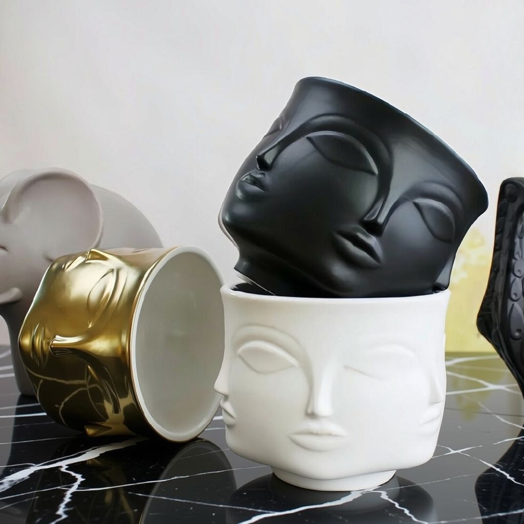 Tacet Embossed Face Ceramic Bowl
