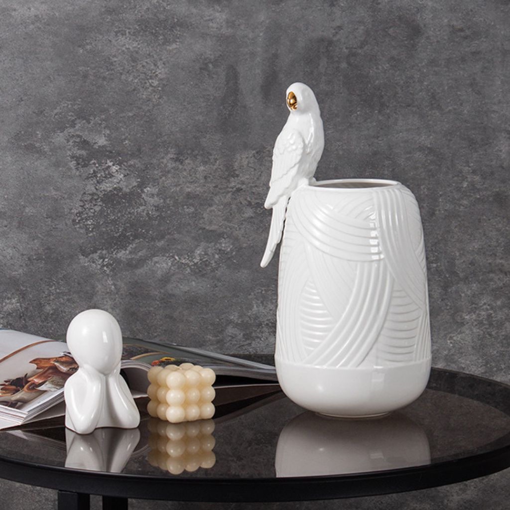 Lorito Sculptural Embossed Ceramic Vase