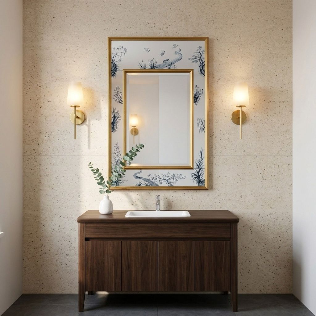 Lisière Botanical & Avian Motif Rectangular Wall Mirror