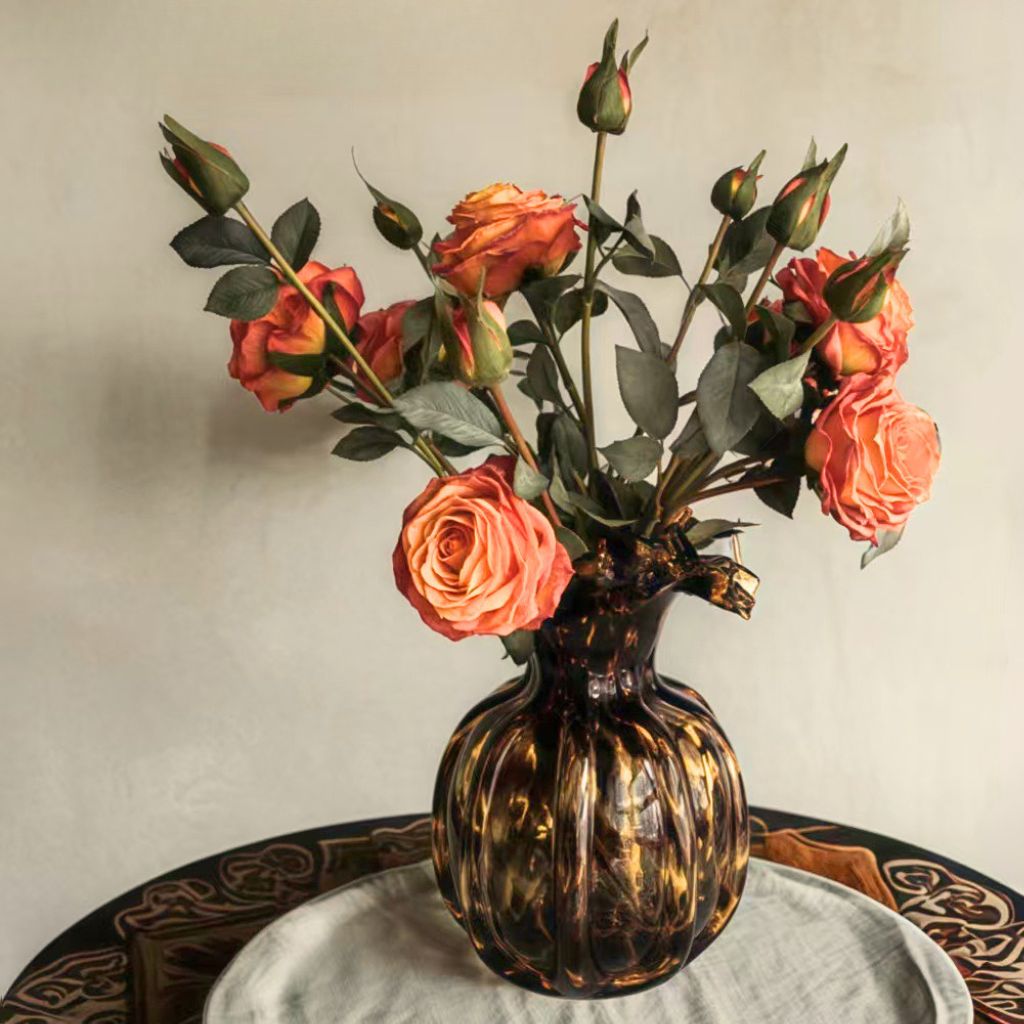 Ondine Tortoiseshell Ruffled Glass Vase