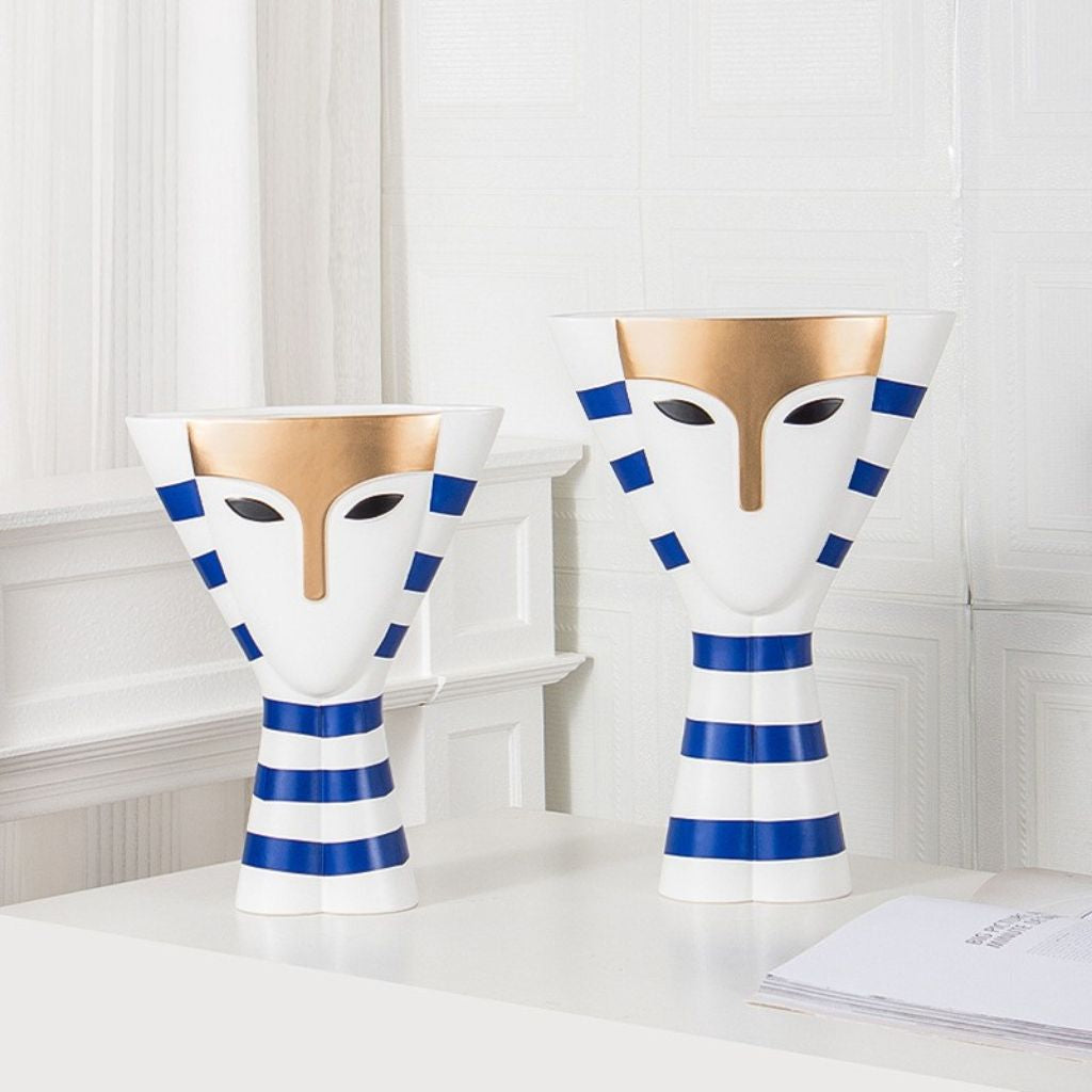 Thalia Mask Face Striped Ceramic Vase