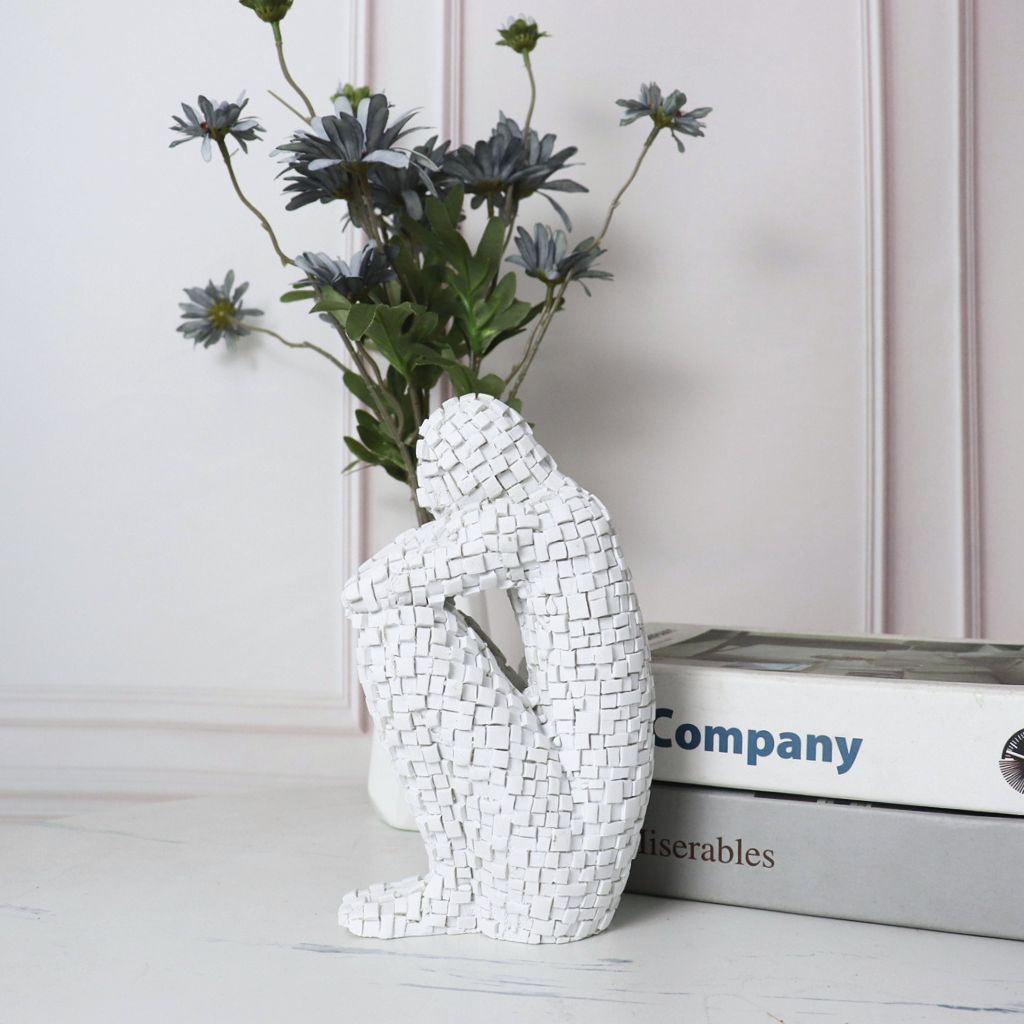 Penseur Mosaic Crouching Figure Sculpture