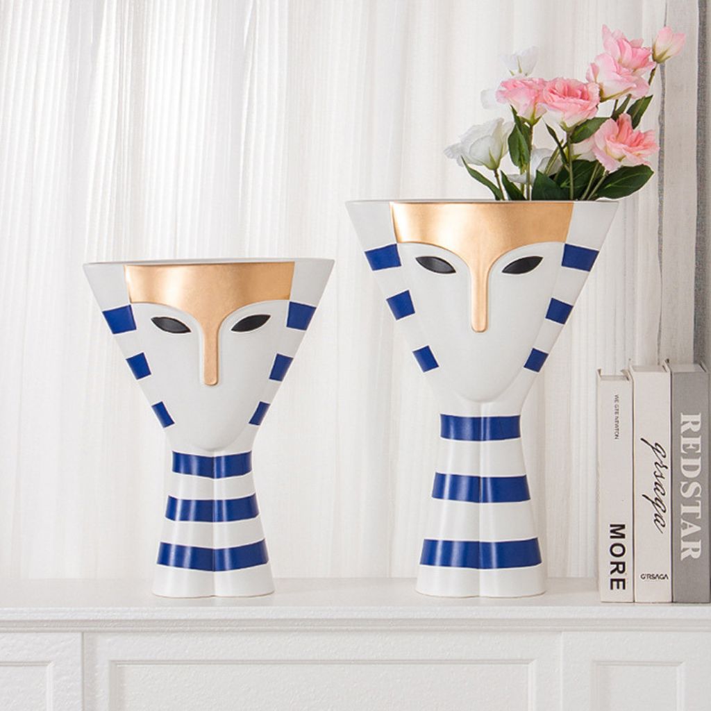 Thalia Mask Face Striped Ceramic Vase