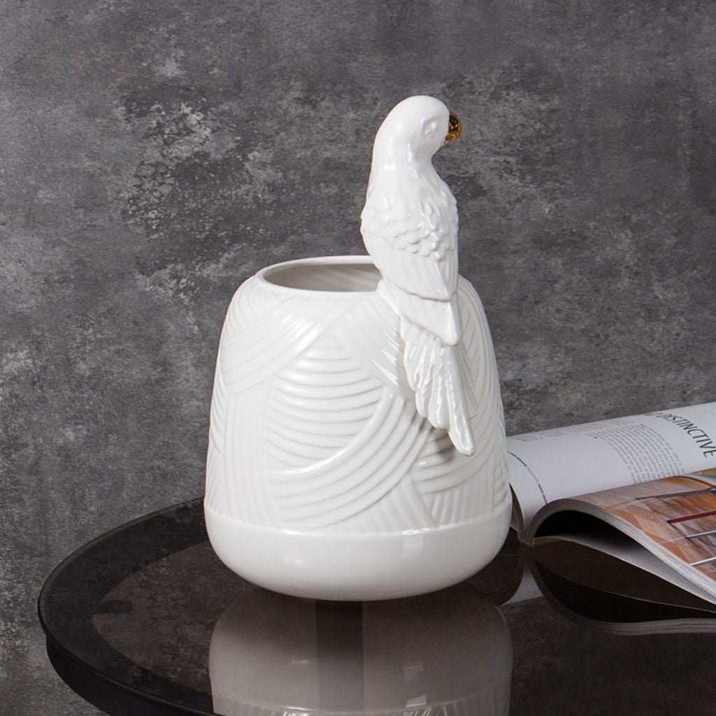 Lorito Sculptural Embossed Ceramic Vase