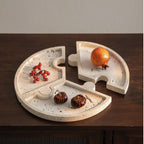 Horae Interlocking Partitioned Circular Travertine Tray