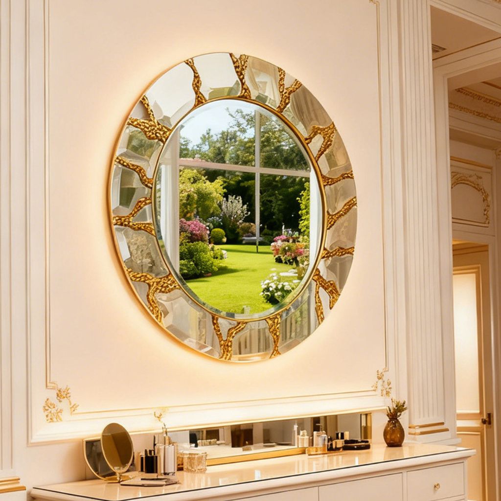 Auria Handcrafted Round Wall Mirror