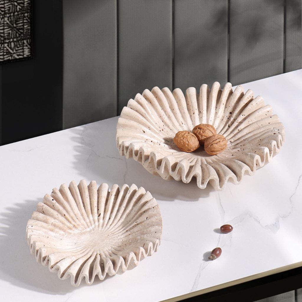 Rieti Ruffled Petals Travertine Bowl