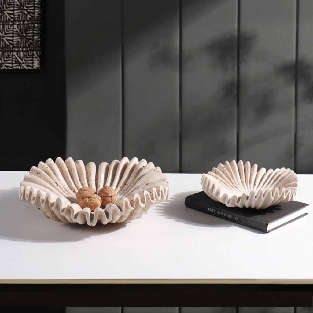Rieti Ruffled Petals Travertine Bowl