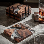 Moyun Ink-Wash Walnut Coaster Set