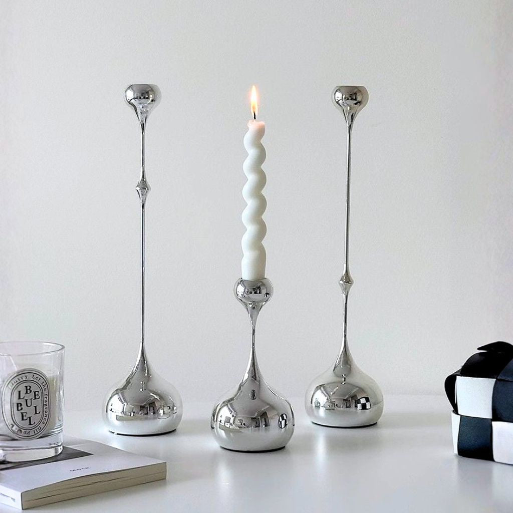 Cadence Tapered Stainless Candle Holder