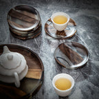 Moyun Ink-Wash Walnut Coaster Set