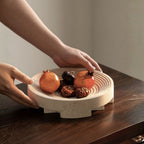 Undine Concentric Circular Travertine Tray
