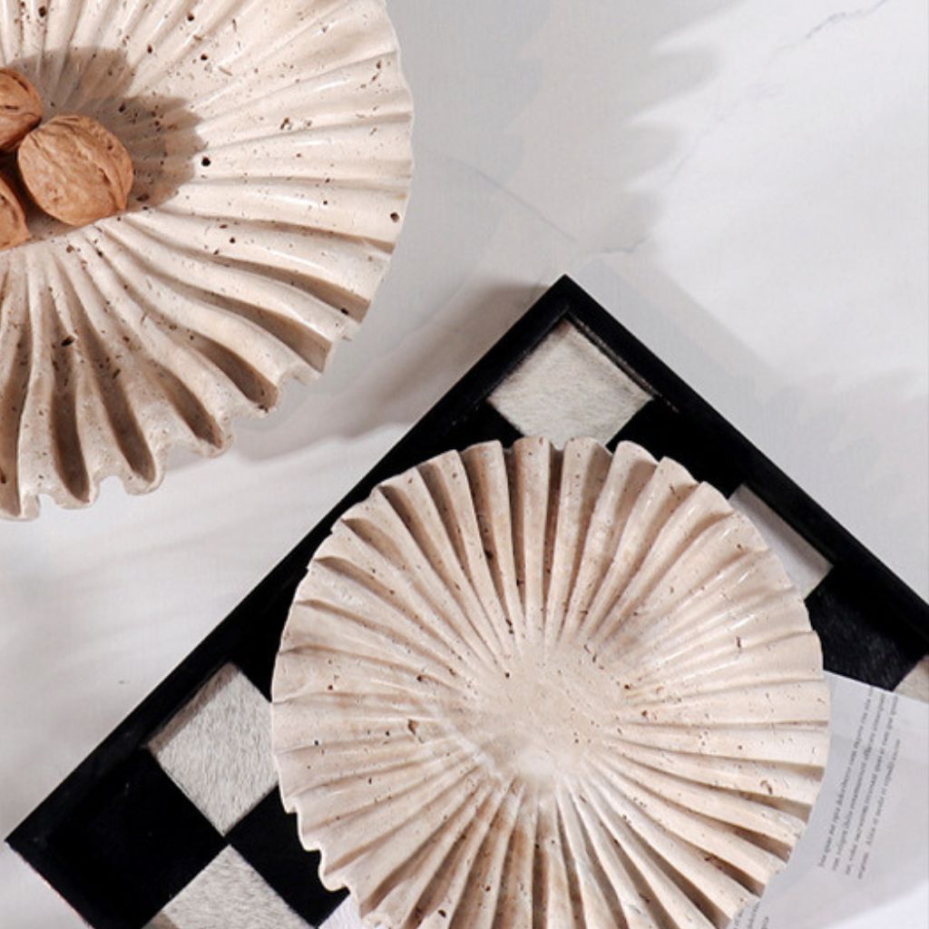 Rieti Ruffled Petals Travertine Bowl