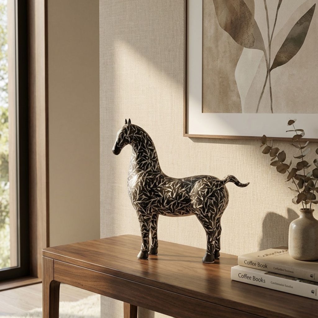 Pegasus Leaf Motif Horse Sculpture