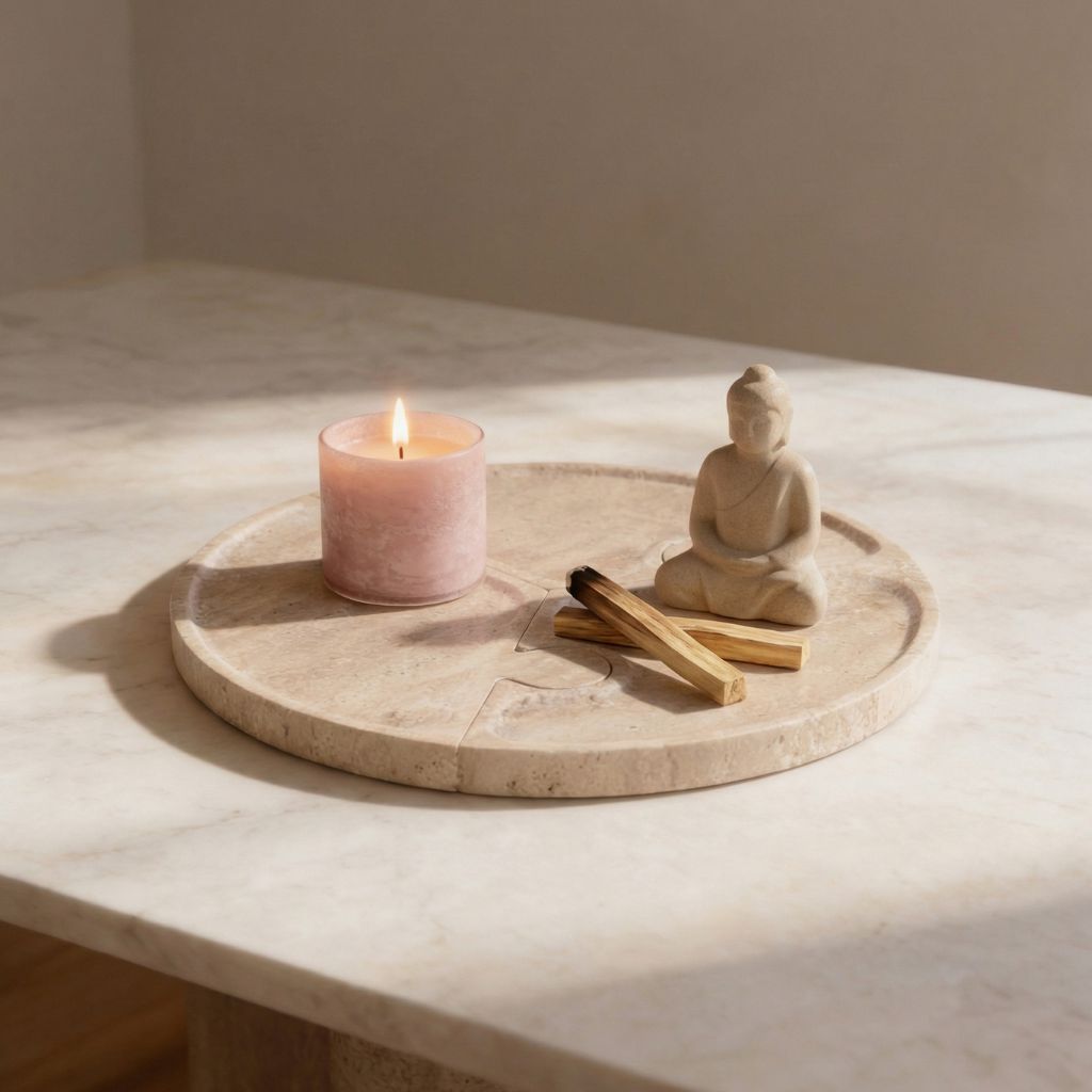 Horae Interlocking Partitioned Circular Travertine Tray